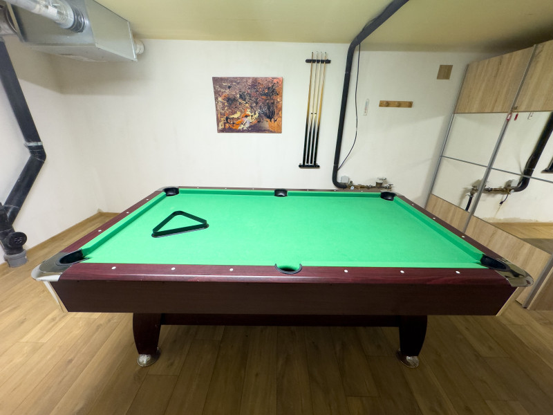 Pool table in the basement